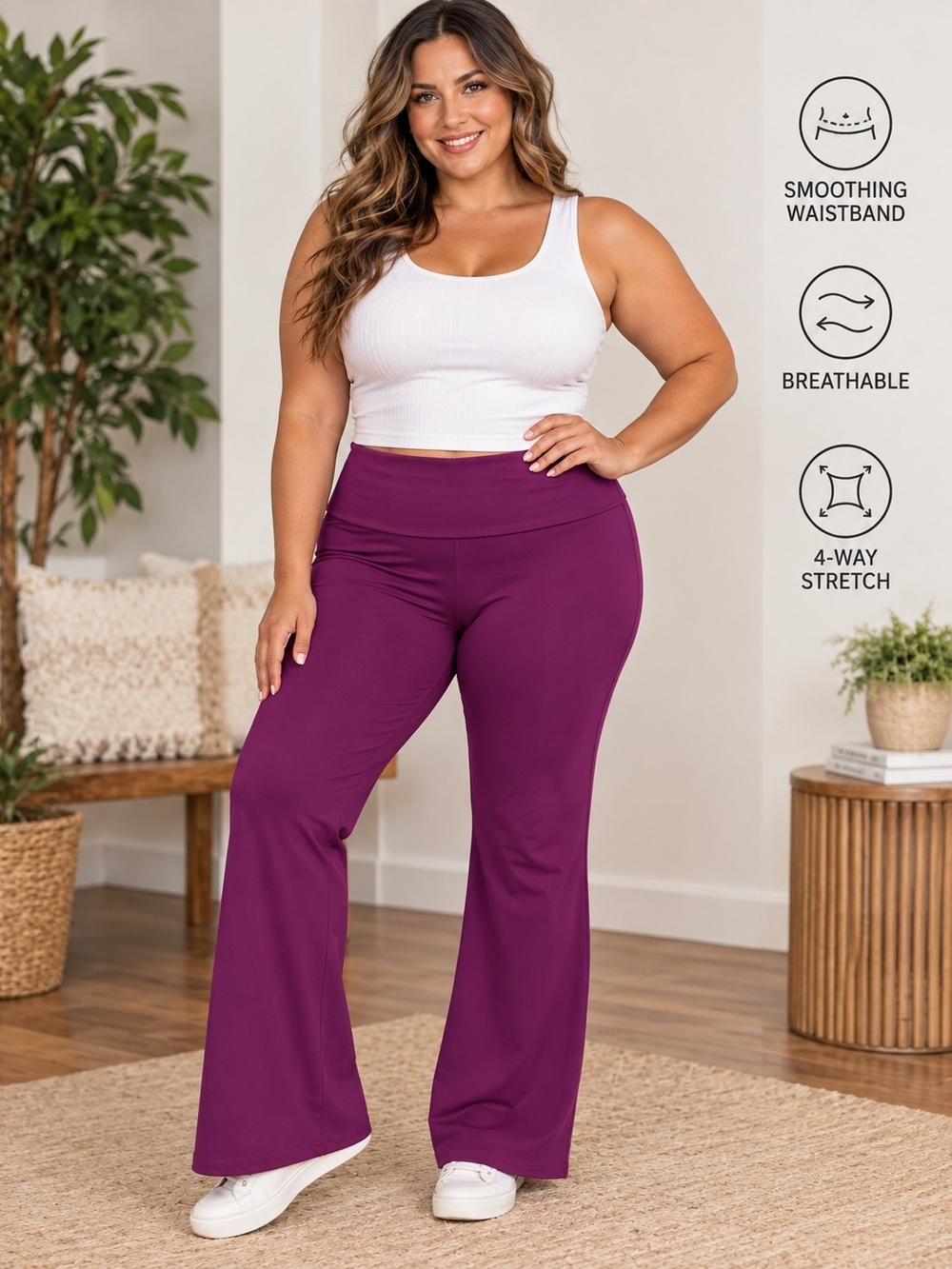 A58. NWT Victoria’s Secret PINK XXL Purple Foldover Flare Leggings Mid Rise